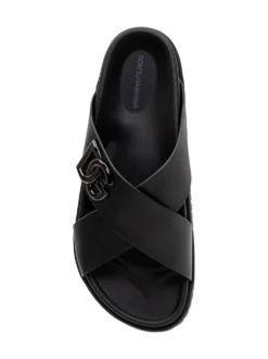 Mercurio Leather Sandal with Crossed Straps