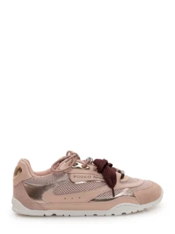 Mesh and Leather Sneakers with Metallic Details