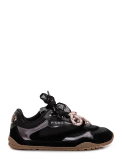 Mesh and Leather Sneakers with Metallic Details