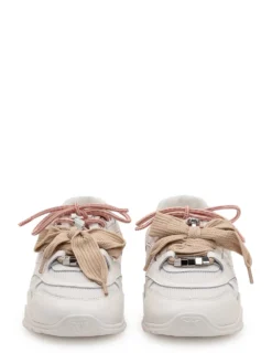 Mesh and Leather Sneakers with Metallic Details