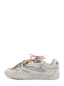 Mesh and Leather Sneakers with Metallic Details