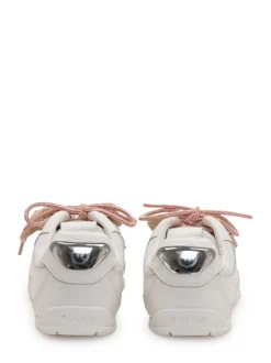 Mesh and Leather Sneakers with Metallic Details