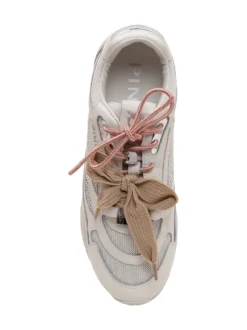 Mesh and Leather Sneakers with Metallic Details