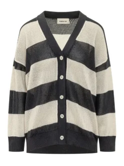 Mesh Knit Cardigan with Buttons