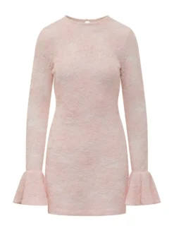 Mesh Mini Dress with Flared Sleeves