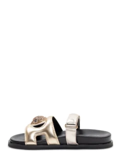 Metallic Leather Cut-Out Sandals