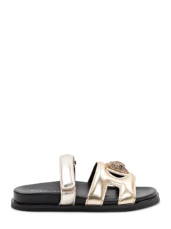 Metallic Leather Cut-Out Sandals