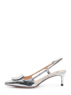 Metallic Slingback Pumps with Front Detail