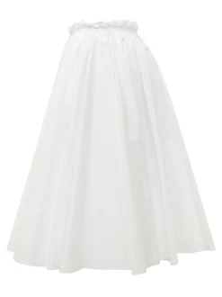 Midi A Line Skirt with Gathered Waist