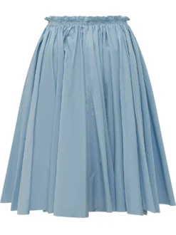 Midi A Line Skirt with Gathered Waist