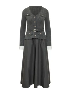 Midi Dress with Belt