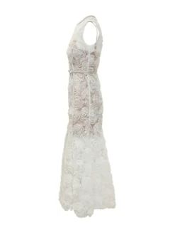 Midi Dress with Floral Embroidery