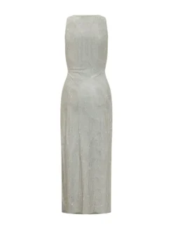Midi Dress with Front Draping