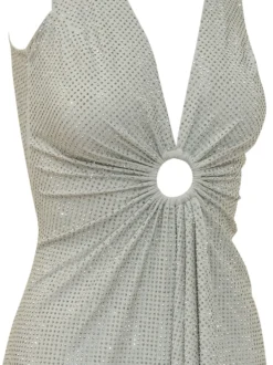 Midi Dress with Front Draping