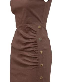 Midi Dress with Side Draping