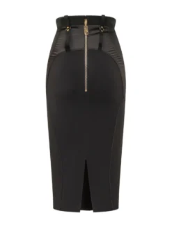 Midi Skirt with Belt and Seams