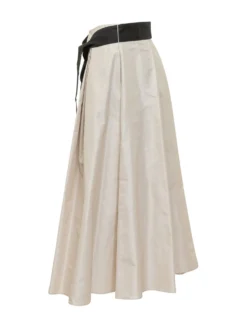 Midi Skirt with Contrast Belt