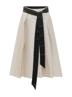 Midi Skirt with Contrast Belt