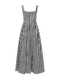 Midi Striped Dress with Straps
