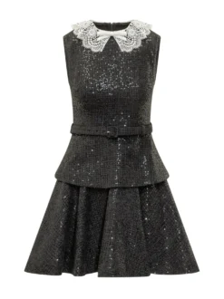 Mini Dress with Embroidered Collar