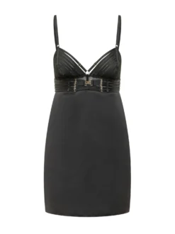 Mini Dress with Structured Cups and Decorative Straps