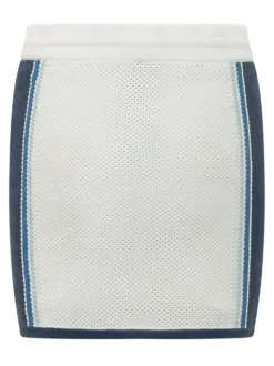 Mini Skirt with Drawstring and Mesh Pattern with Side Stripes