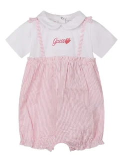 Mixed Fabric Striped Shortie with Collar