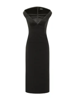 Monica Midi Dress with Wide Neckline