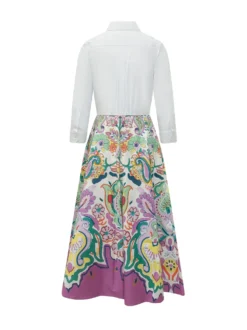 Multicolor Paisley Midi Dress