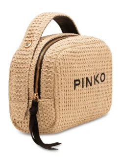 Necessaire Raffia Pouch with Zip and Logo