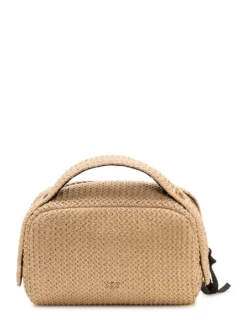 Necessaire Raffia Pouch with Zip and Logo