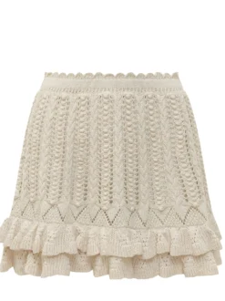 Nelle Knit Skirt with Ruffles and Openwork Pattern
