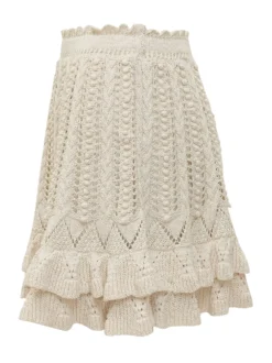 Nelle Knit Skirt with Ruffles and Openwork Pattern