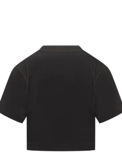 Off-White Black Crop T-Shirt with White Logo