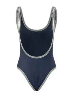 One Piece Swimsuit with Geometric Trims