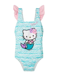 One Piece Swimsuit with Ruffled Straps and Print