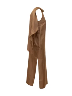 One-Shoulder Maxi Dress with Twisted Collar