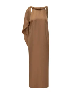 One-Shoulder Maxi Dress with Twisted Collar