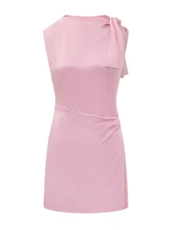One Shoulder Mini Dress with Drape