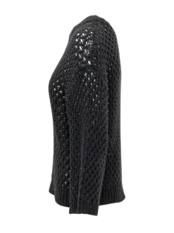 Open Knit Crewneck Sweater