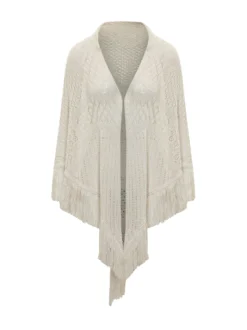 Openwork Shawl with Fringes