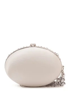 Oval Crystal Embellished Clutch