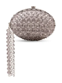 Oval Crystal Embellished Clutch