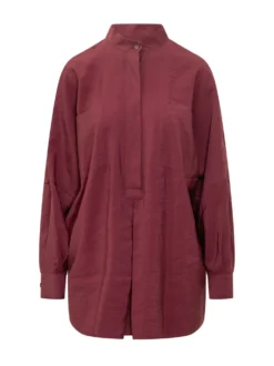 Oversized Shirt with Mandarin Collar
