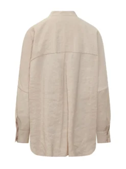 Oversized Shirt with Mandarin Collar