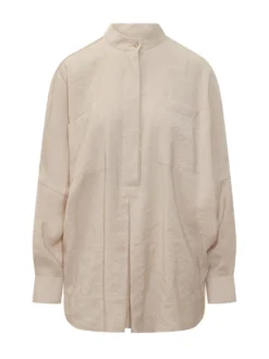 Oversized Shirt with Mandarin Collar