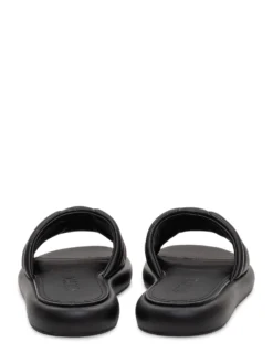 Padded Leather Sliders with Logo Detail