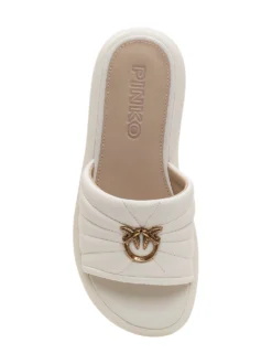Padded Leather Sliders with Logo Detail