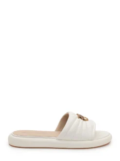 Padded Leather Sliders with Logo Detail