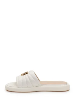 Padded Leather Sliders with Logo Detail